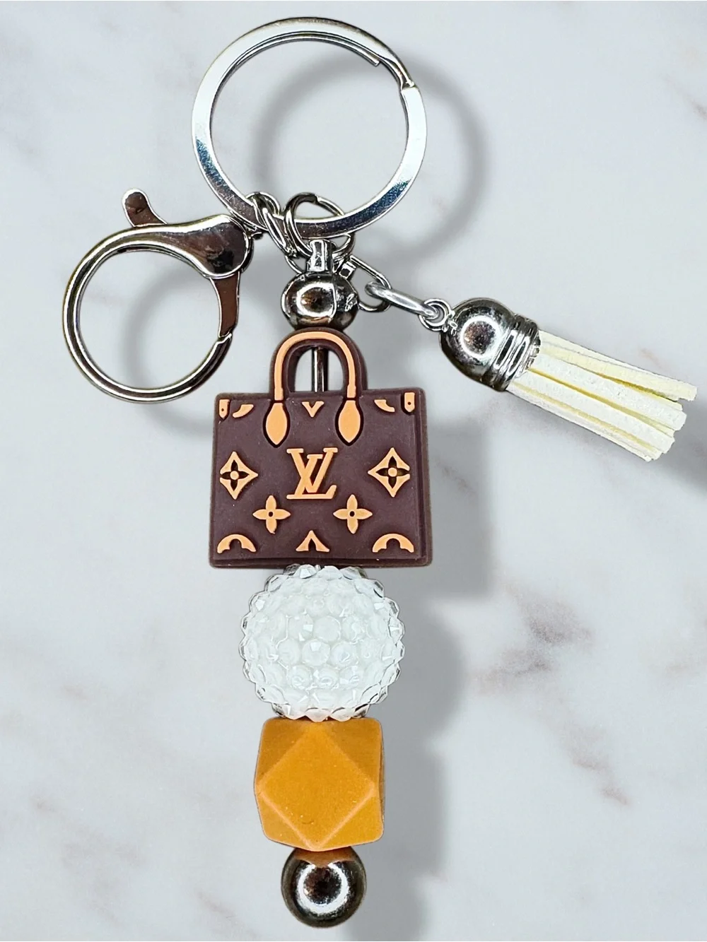 Fashion LV Purse Brown & Orange Keychain